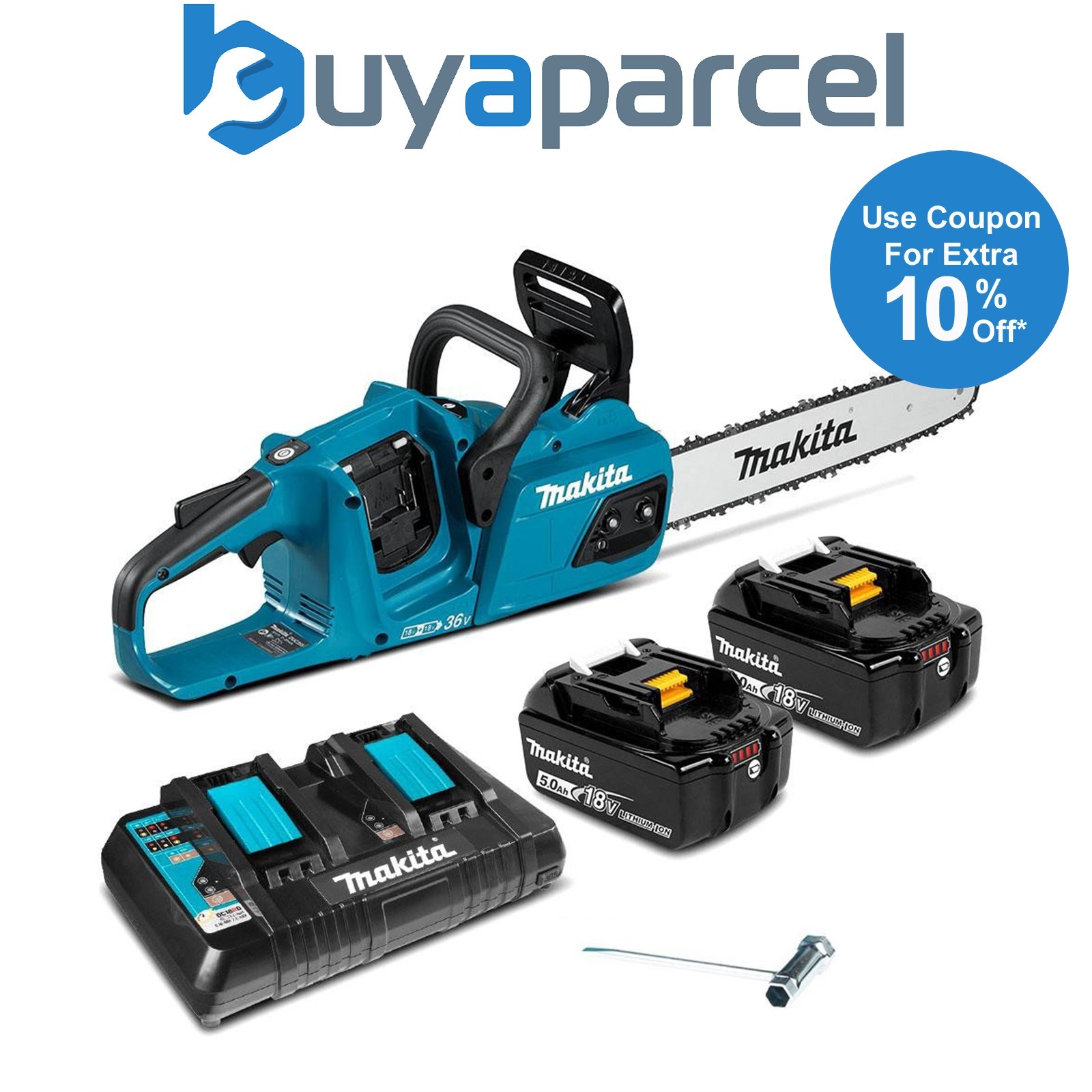 Makita DUC355 Twin 18v / 36v LXT Cordless 35cm 14" Chainsaw Lithium - 2 x5.0