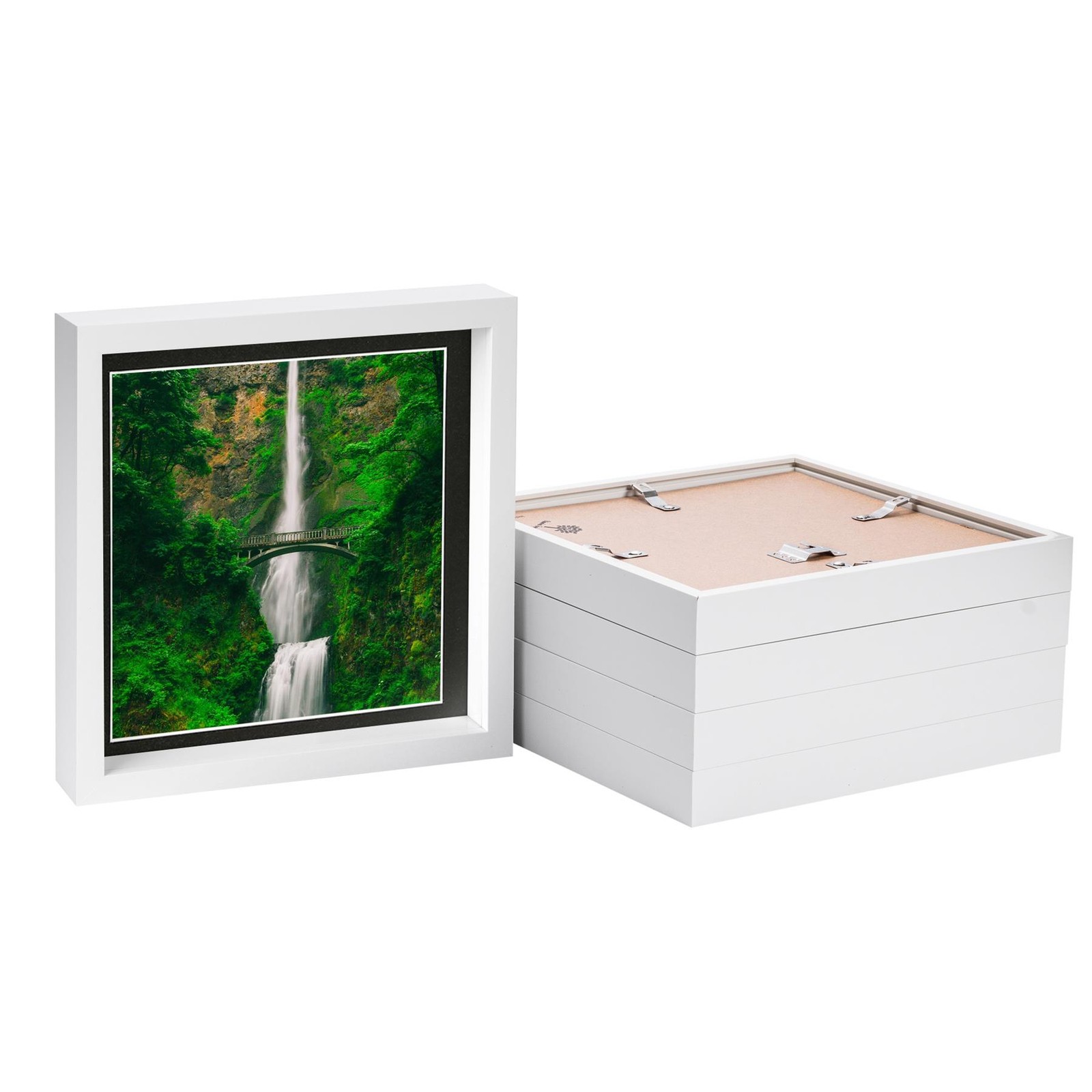 5x White 10" x 10" 3D Box Photo Frames Black 8" x 8" Mount Craft Shadow Picture