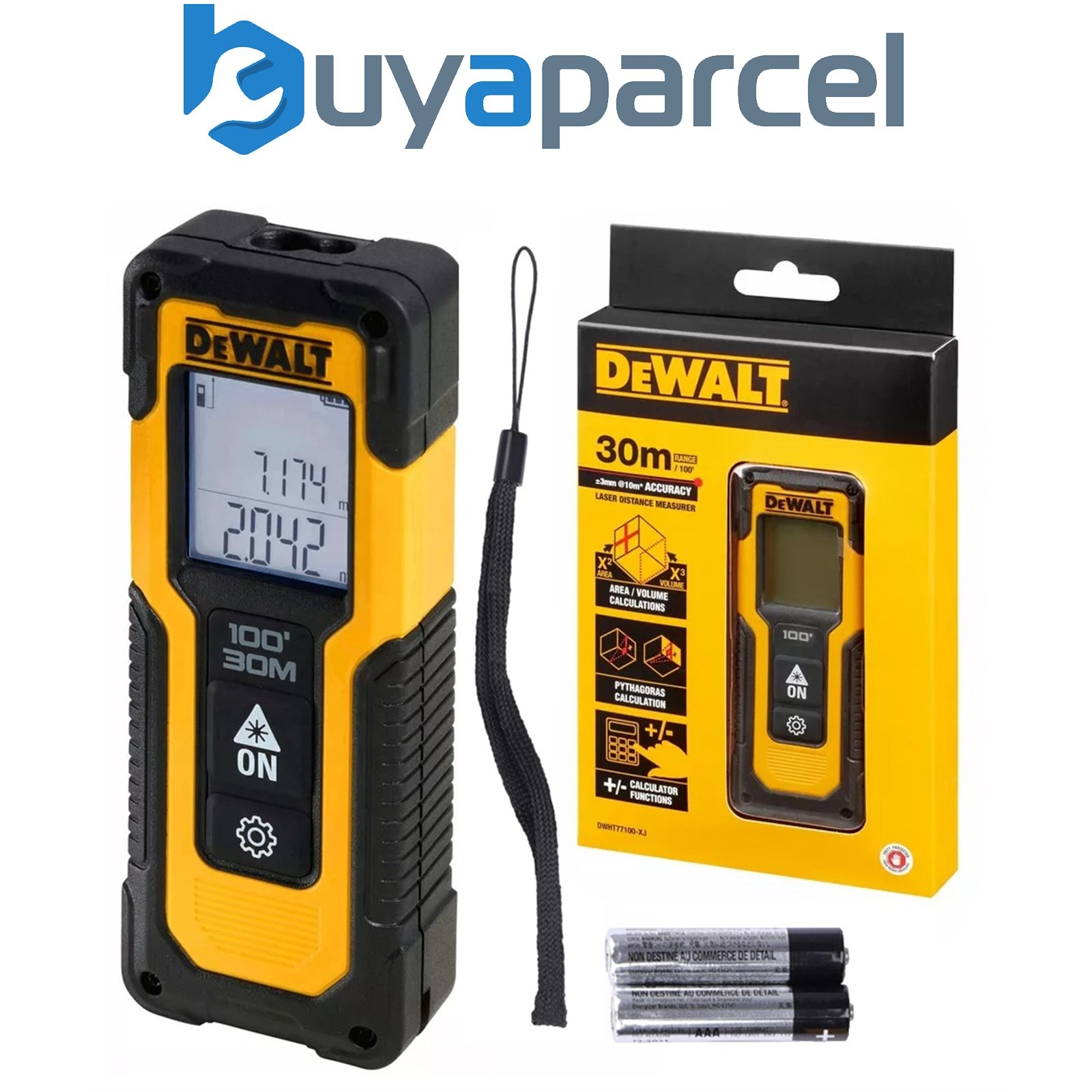 Dewalt DWHT77100 Laser Distance Measure 30m Range Finder Rangefinder Digital