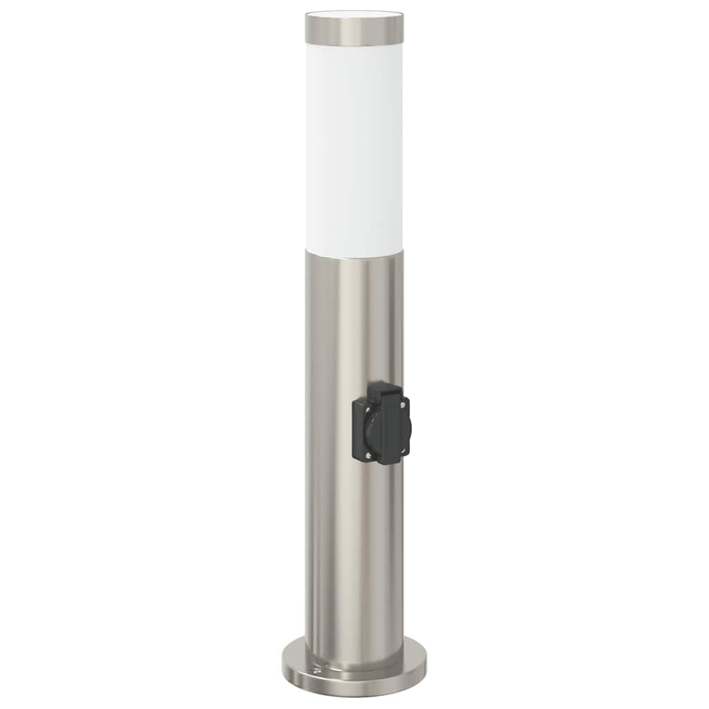 Bollard Light with Outlet 50cm Stainless Steel Outdoor Garden E27 Socket vidaXL