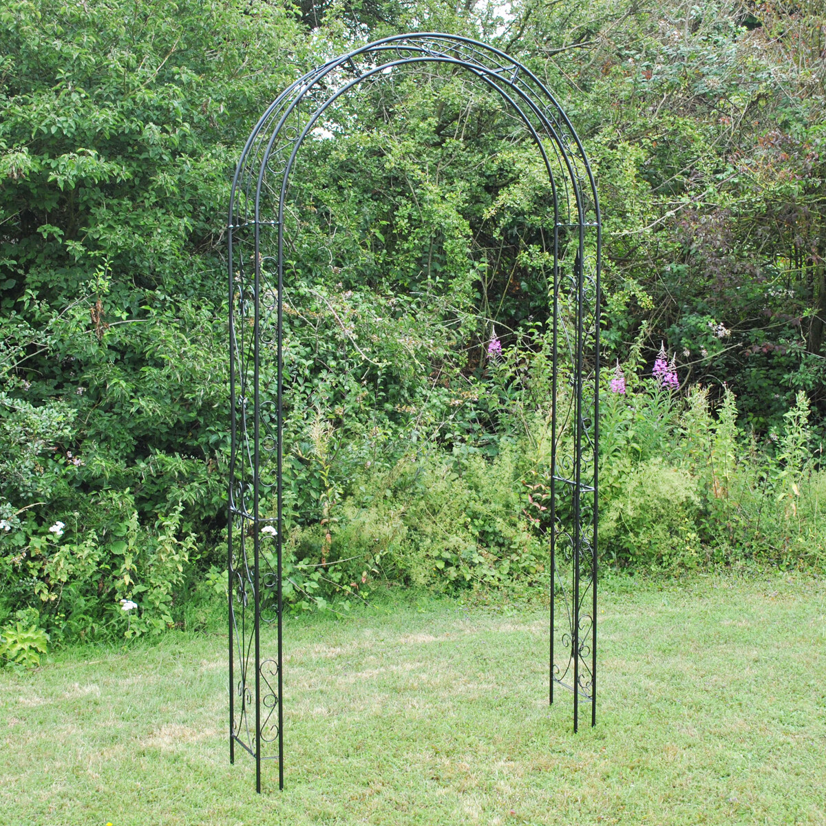 Metal Garden Arch 2.4m Decorative Black Archway Climbing Plant Support Arbour