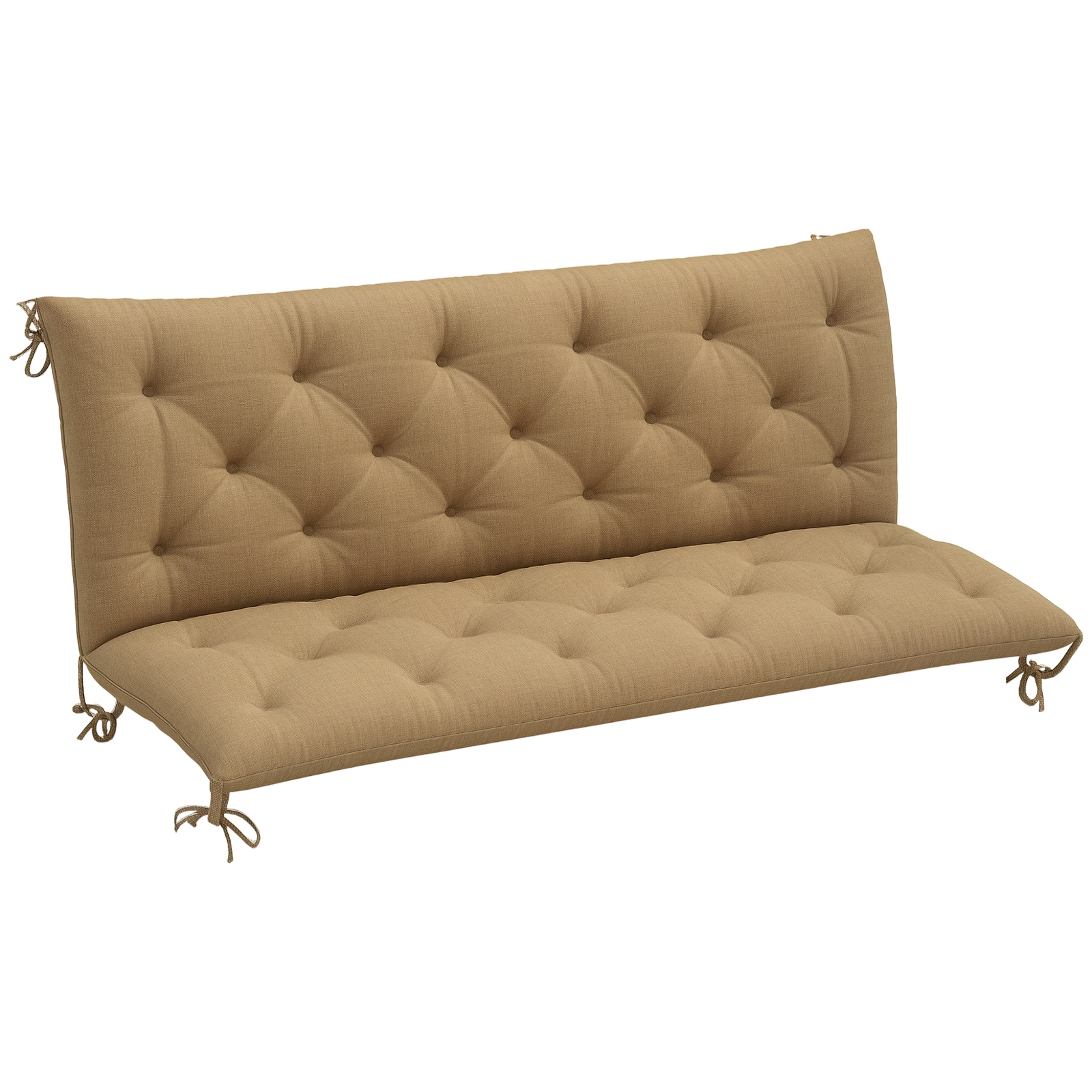 Outsunny 3 Seater Garden Bench Cushion Outdoor Seat Pad w/ Ties Khaki