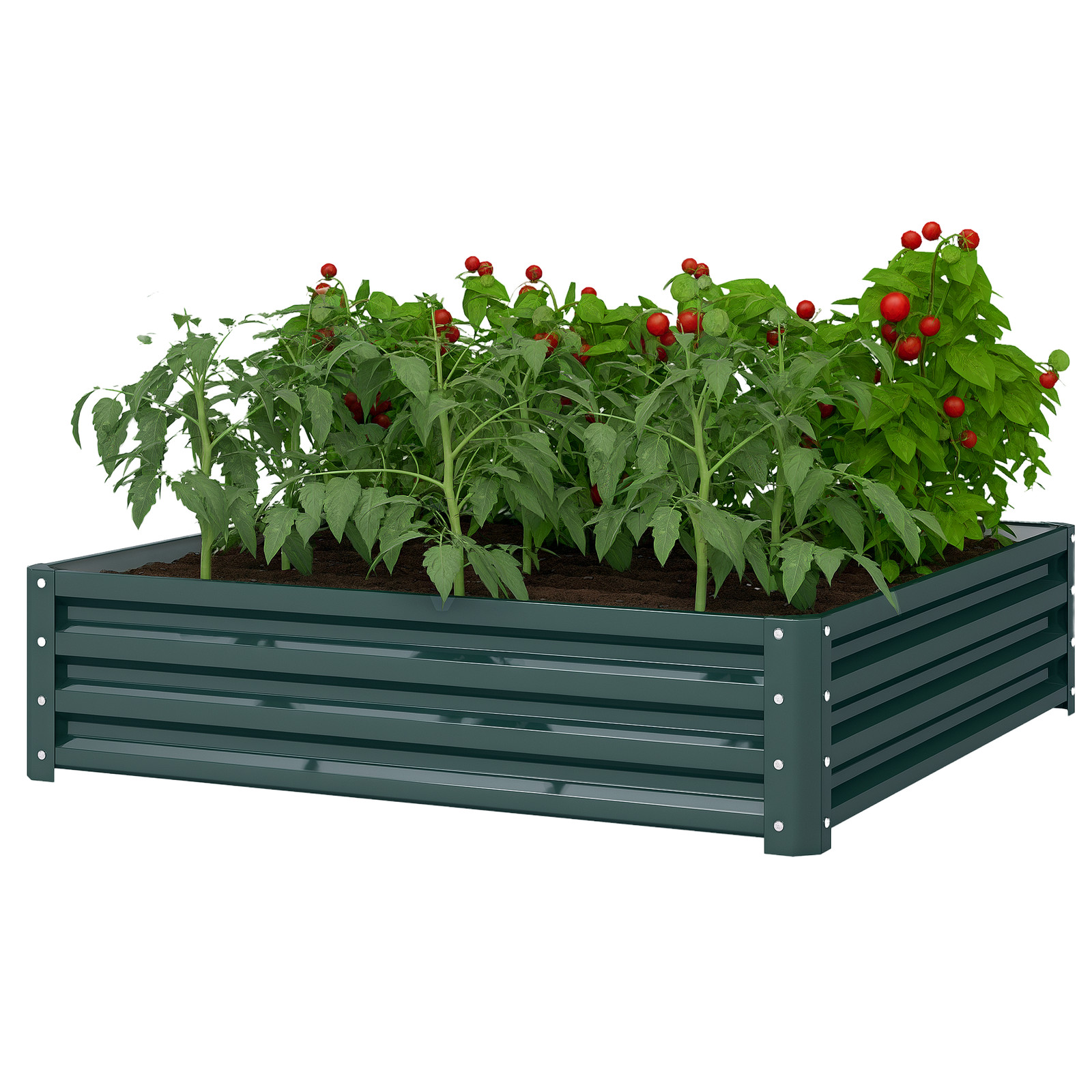Outsunny Raised Garden Bed Metal Patio Backyard Flower Vegetable Planter Green