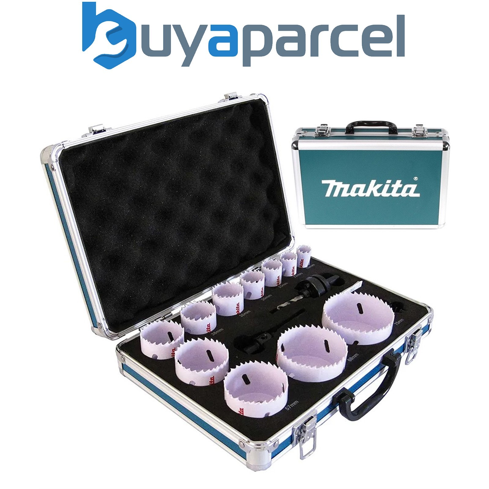 Makita D-47298 14 Piece Plumbers Holesaw Set 19mm - 75mm 2 Arbors + Metal Case
