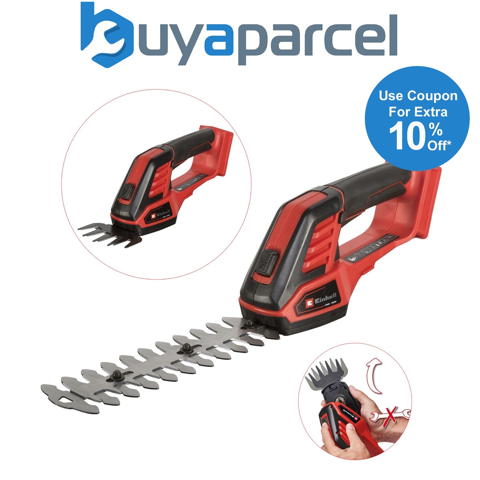 Einhell 18v Cordless Garden Pruner Hedge Cutter Grass Shear GE-CG 18/100 Li Bare