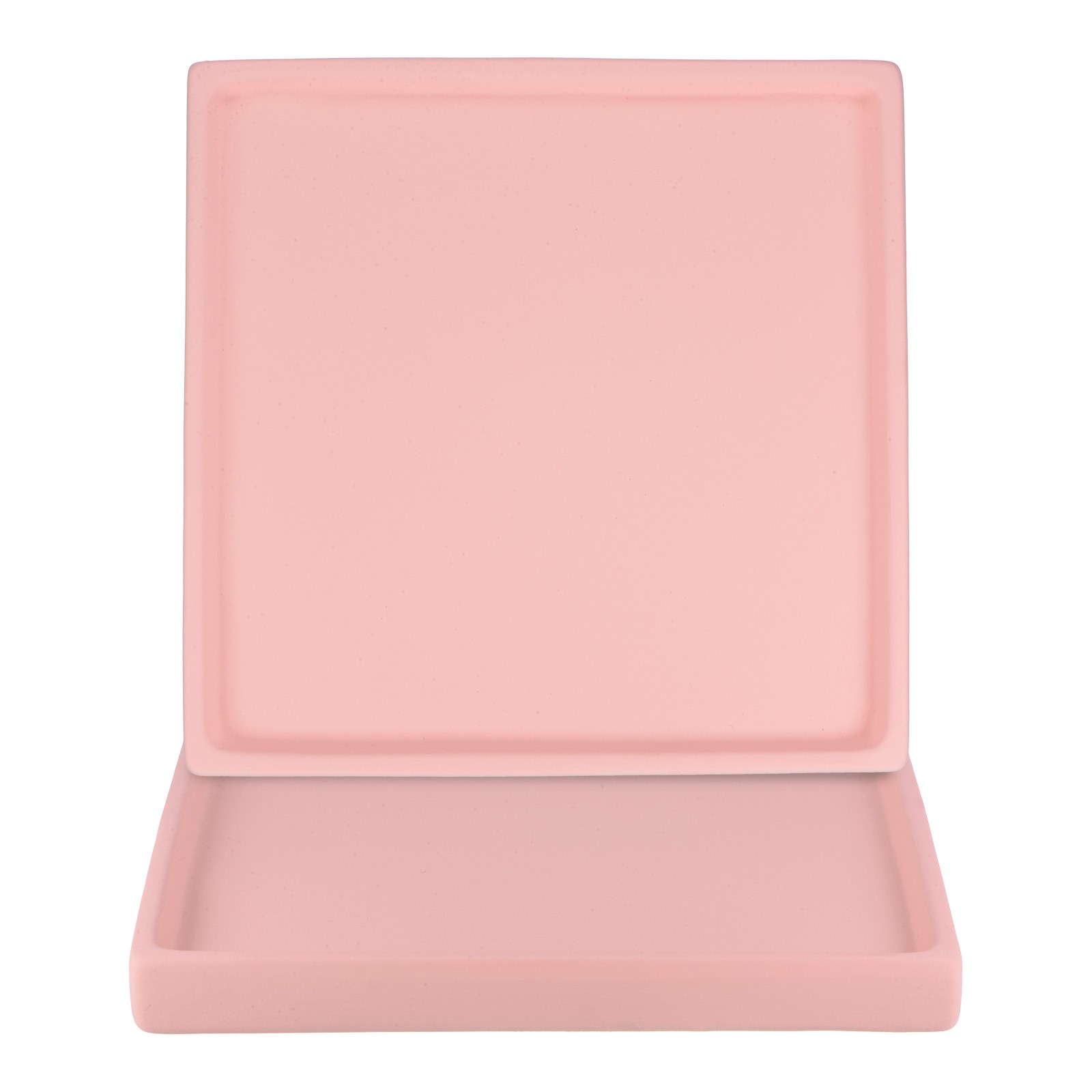2-Pack Ceramic Plant Saucer, 7.1 Inch Saucer Drip [Square Pink]