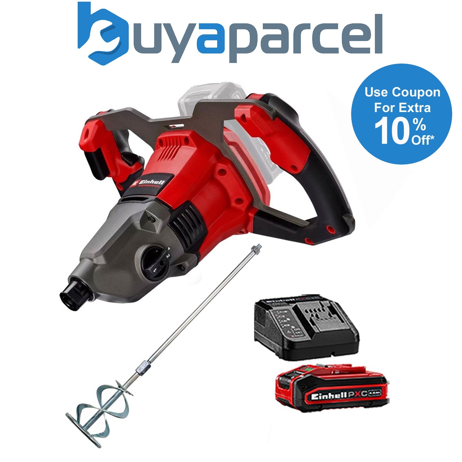 Einhell Professional PXC 18V Cordless Paint Mortar Mixer TP-MX 18-2 + 4ah Kit