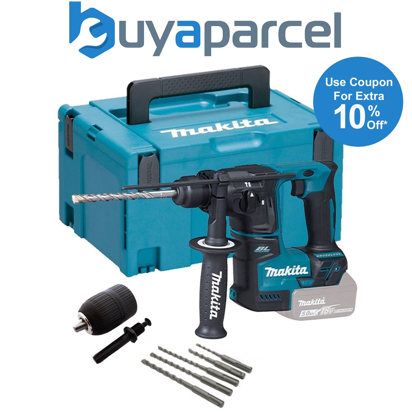 Makita DHR171Z 18V Cordless Brushless SDS+ Rotary Hammer Drill + Makpac + Chuck