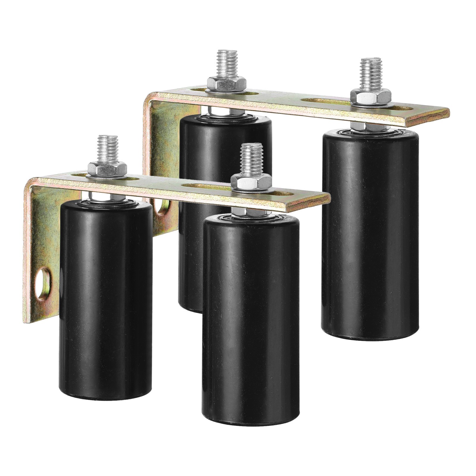 2Set Slide Gate Guide Roller, 4" Nylon Gate Support Rollers with Bracket, Black