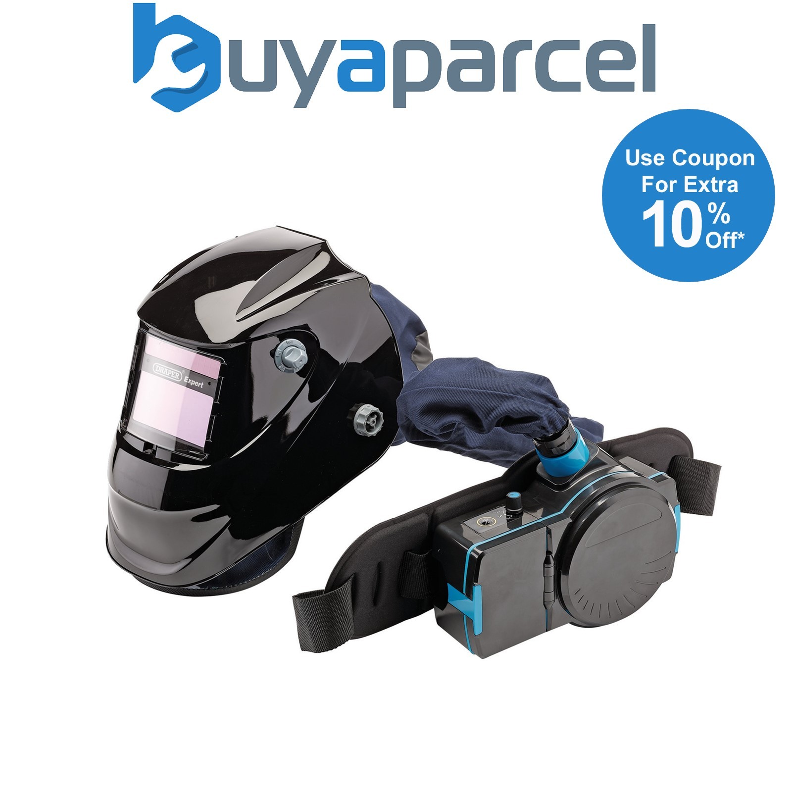 Draper 02518 Draper Expert Air-Fed PAPR Auto-Darkening Welding Helmet, Black