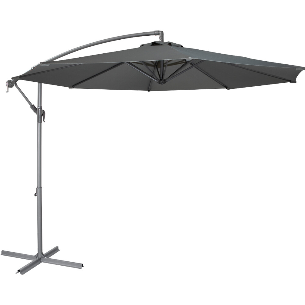 Easy Open 3m Banana Parasol Grey - Garden Dining Umbrella Patio Cover Canopy