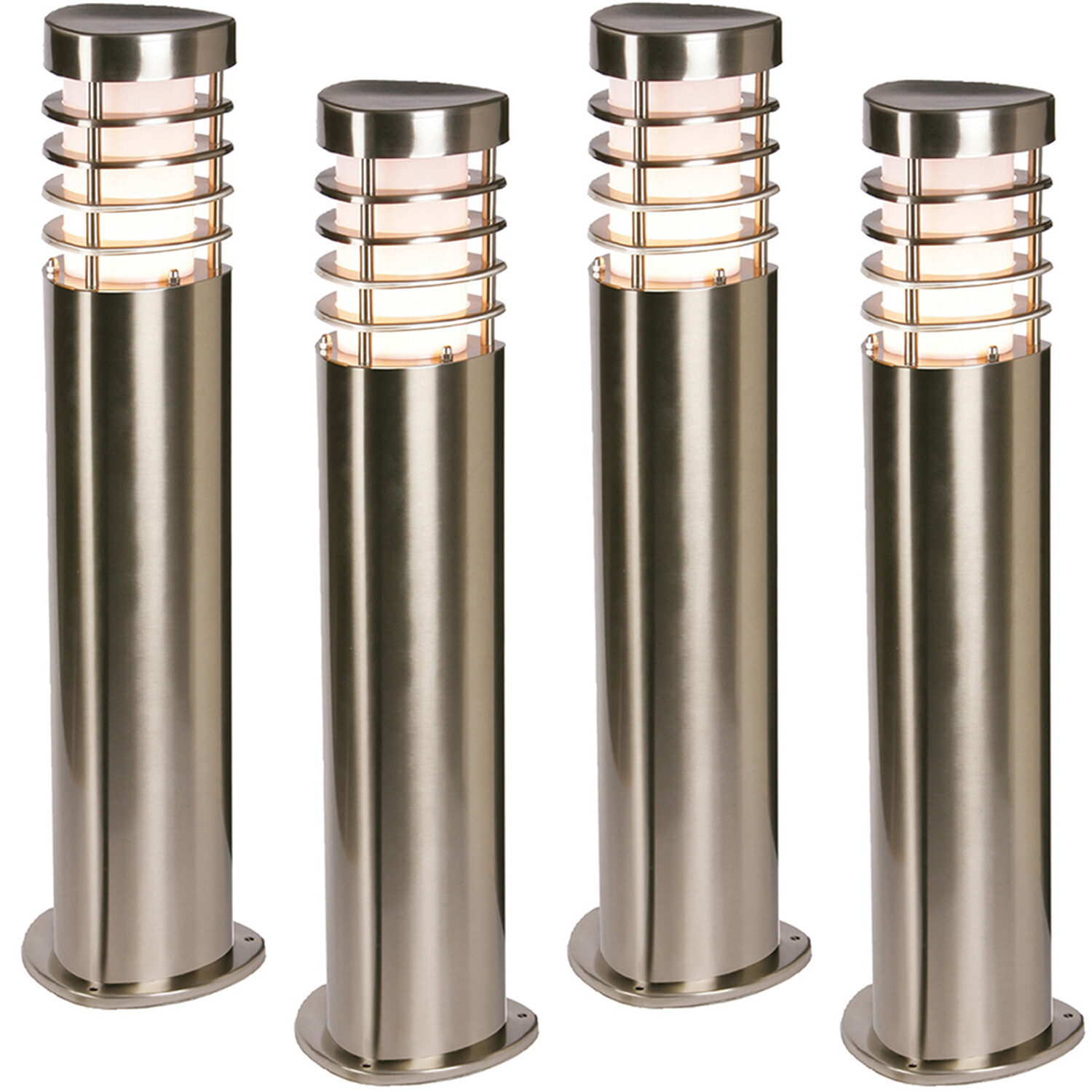 4 PACK Modern Outdoor Stainless Steel Post Light - 10.5W E27 LED - 500mm Height