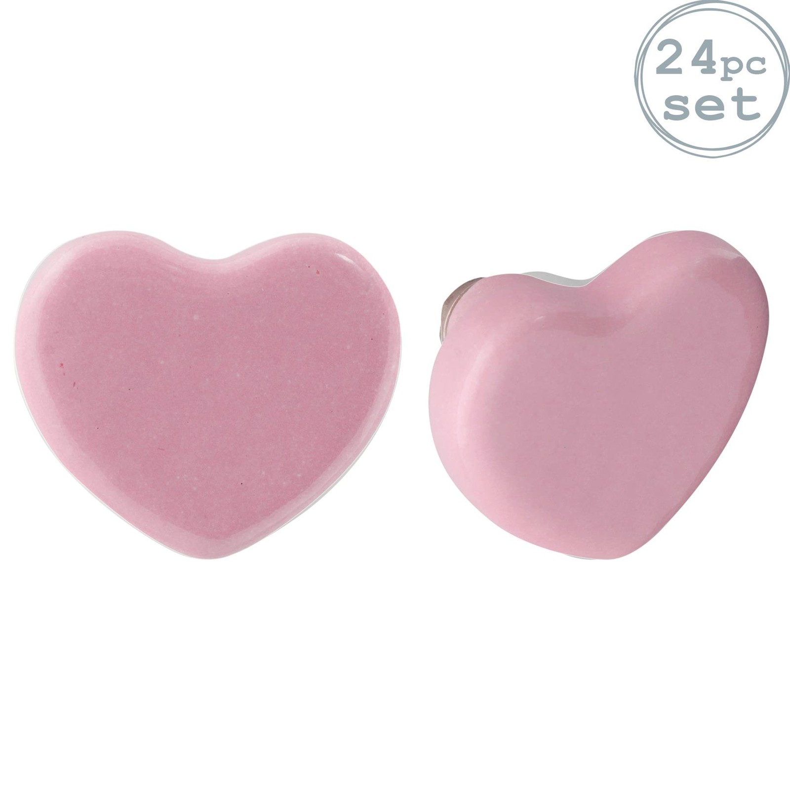 24x Ceramic Cabinet Knobs Kitchen Cupboard Door Drawer Handles Pink Heart