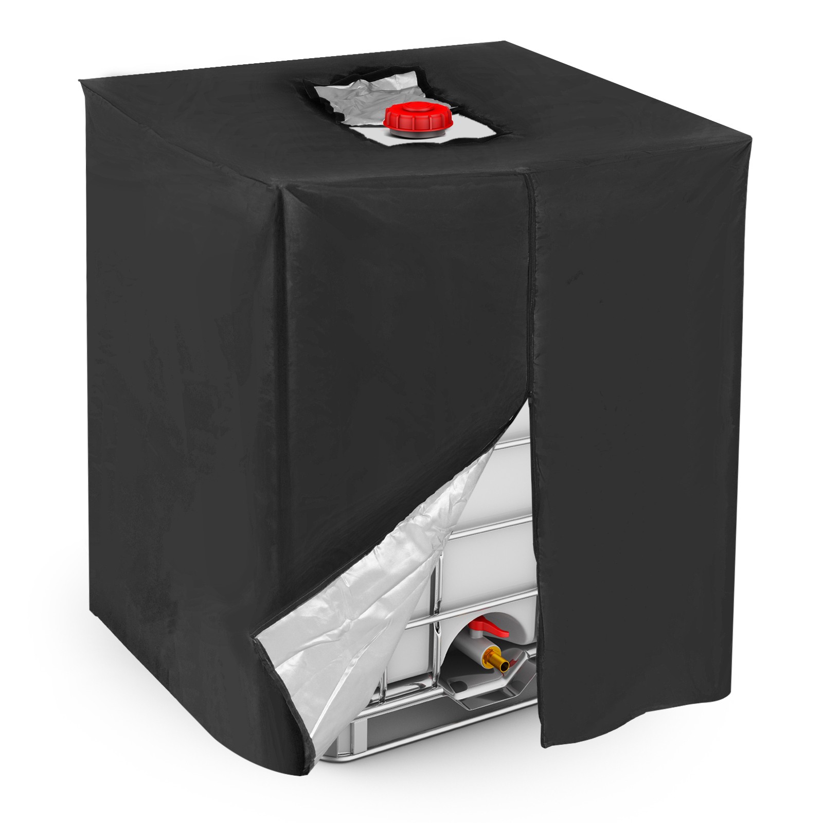 275 Gallon Zipper IBC Tote Cover 420D Oxford 1000L Water Tank Protective Black