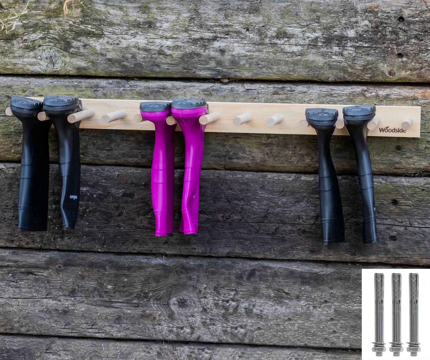 Woodside Wall Mounted Wooden Storage Rack for Wellington & Riding Boots