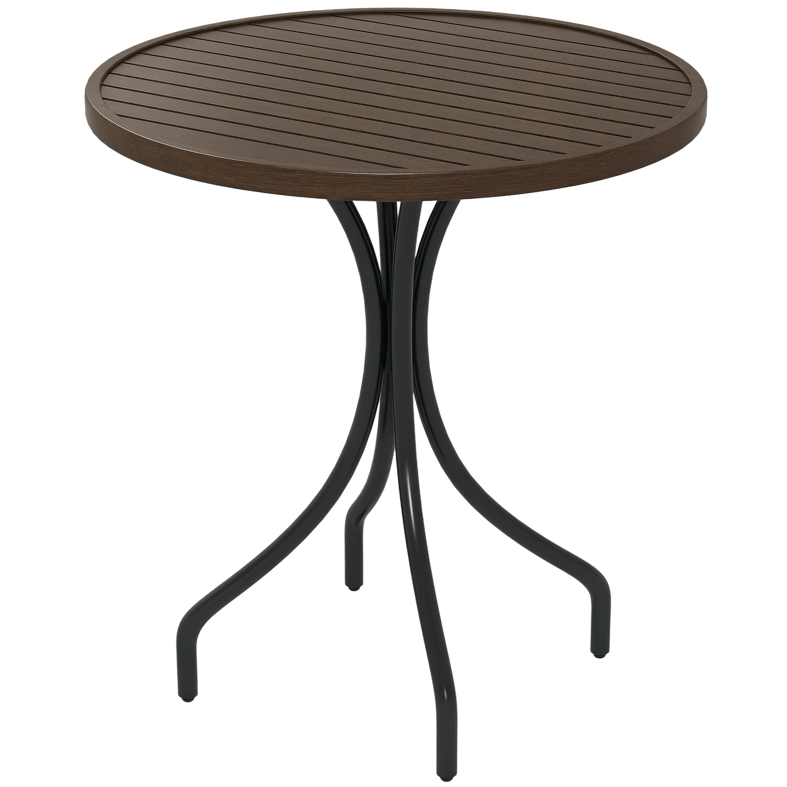 Outsunny Round Garden Table Outdoor Side Table with Steel Frame Brown
