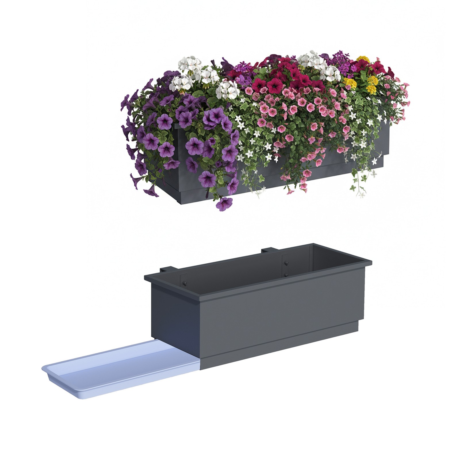 Balcony planter Flower box Railing planter Hanging plant pot Set of 2