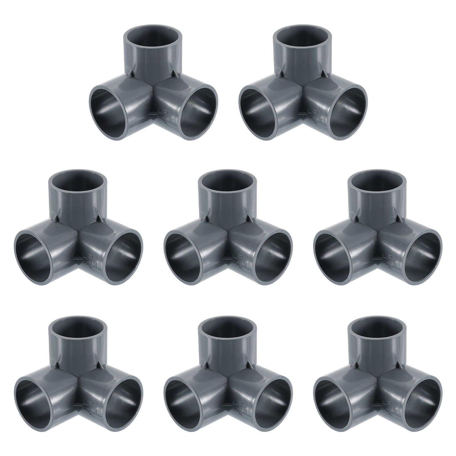 1-1/4" PVC Fittings, 8 Pcs 3 Way Elbow Connector Elbow PVC Corner Fitting, Grey