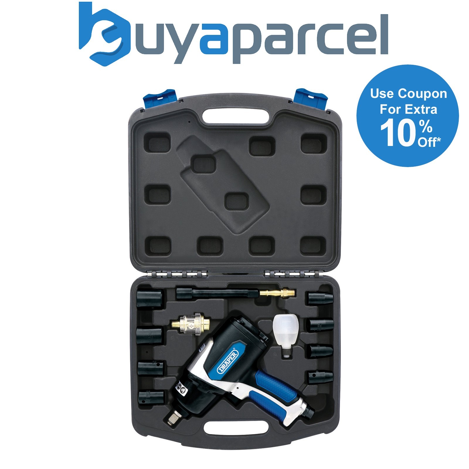 Draper 83985 Air Impact Wrench Kit, 1/2" Sq. Dr. (14 Piece)