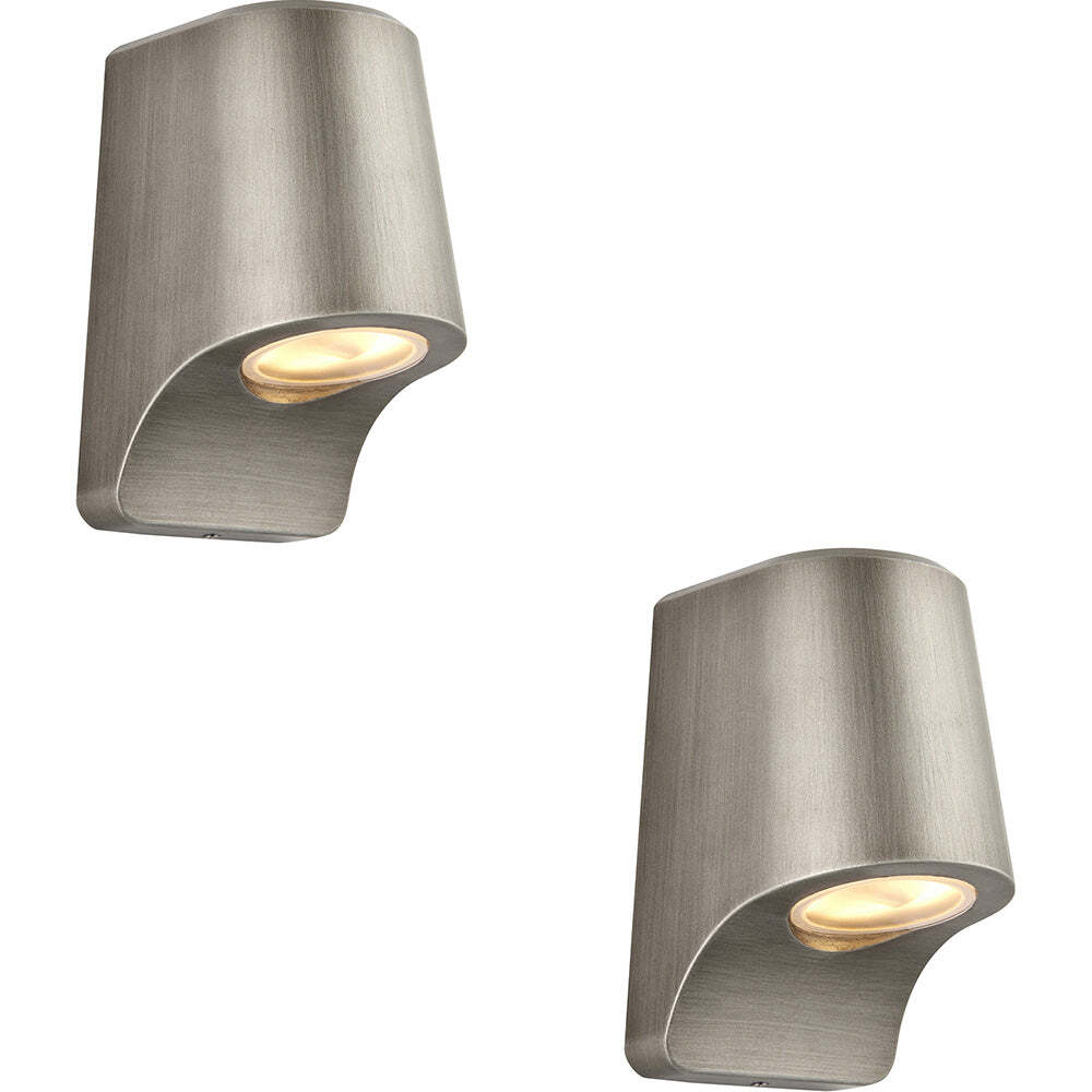2 PACK IP44 Outdoor Wall Light Aged Pewter Cast Aluminimum Brushed Silver Lamp