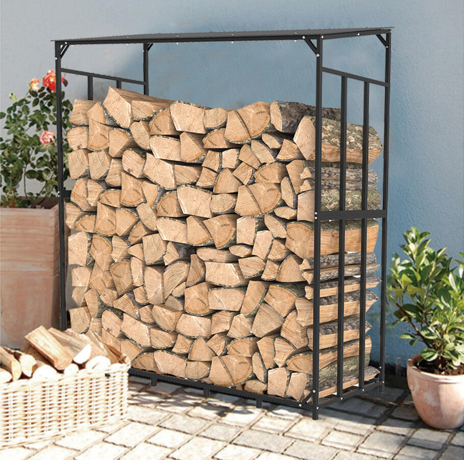 Extra Large Moistureproof Firewood Log Rack Elevated Wood Storage Stand w/Roof