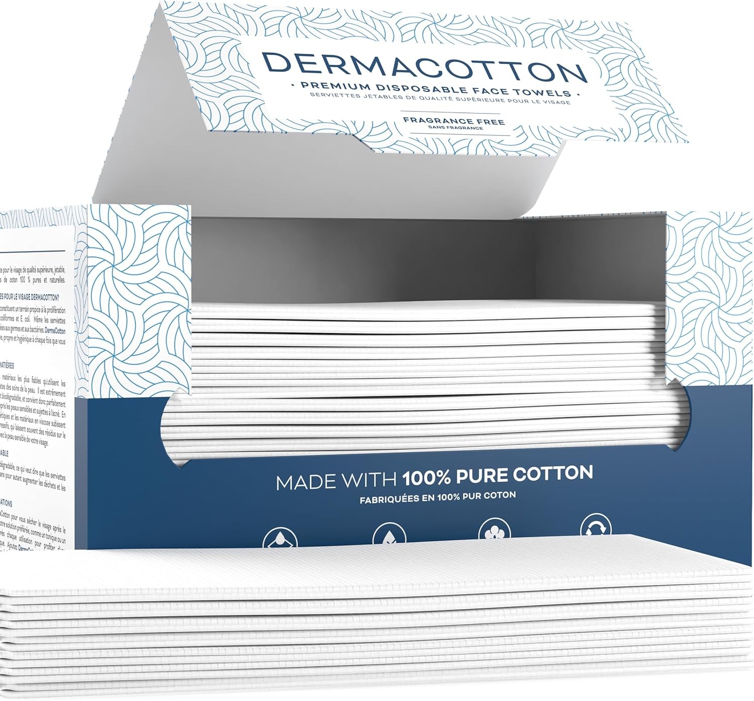 80 Disposable Towels - Pure Cotton, 100% Biodegradable, Hypoallergenic for Face