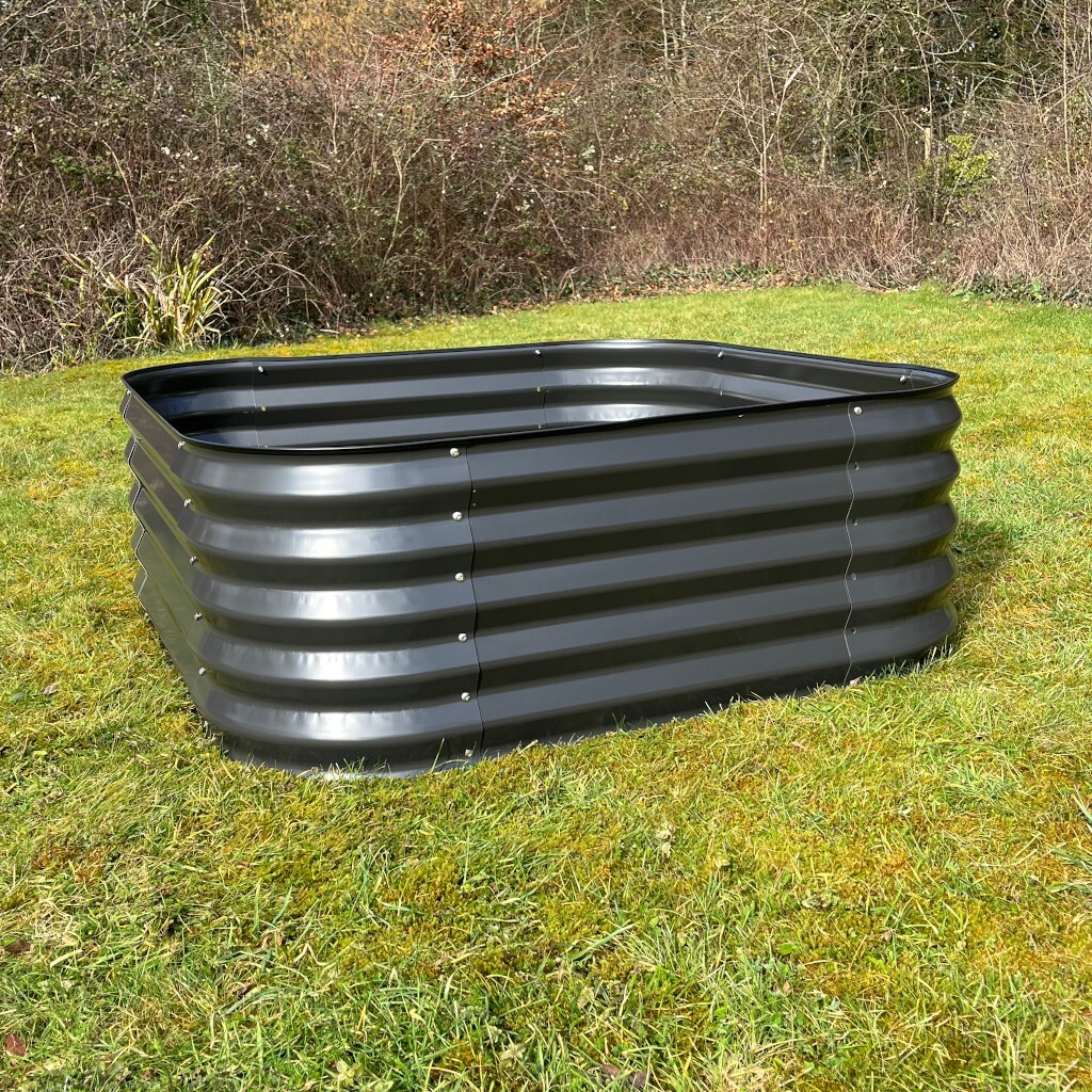 Raised Garden Bed Vegetable Planter Large Grey Metal (120 x 120 x 42cm)