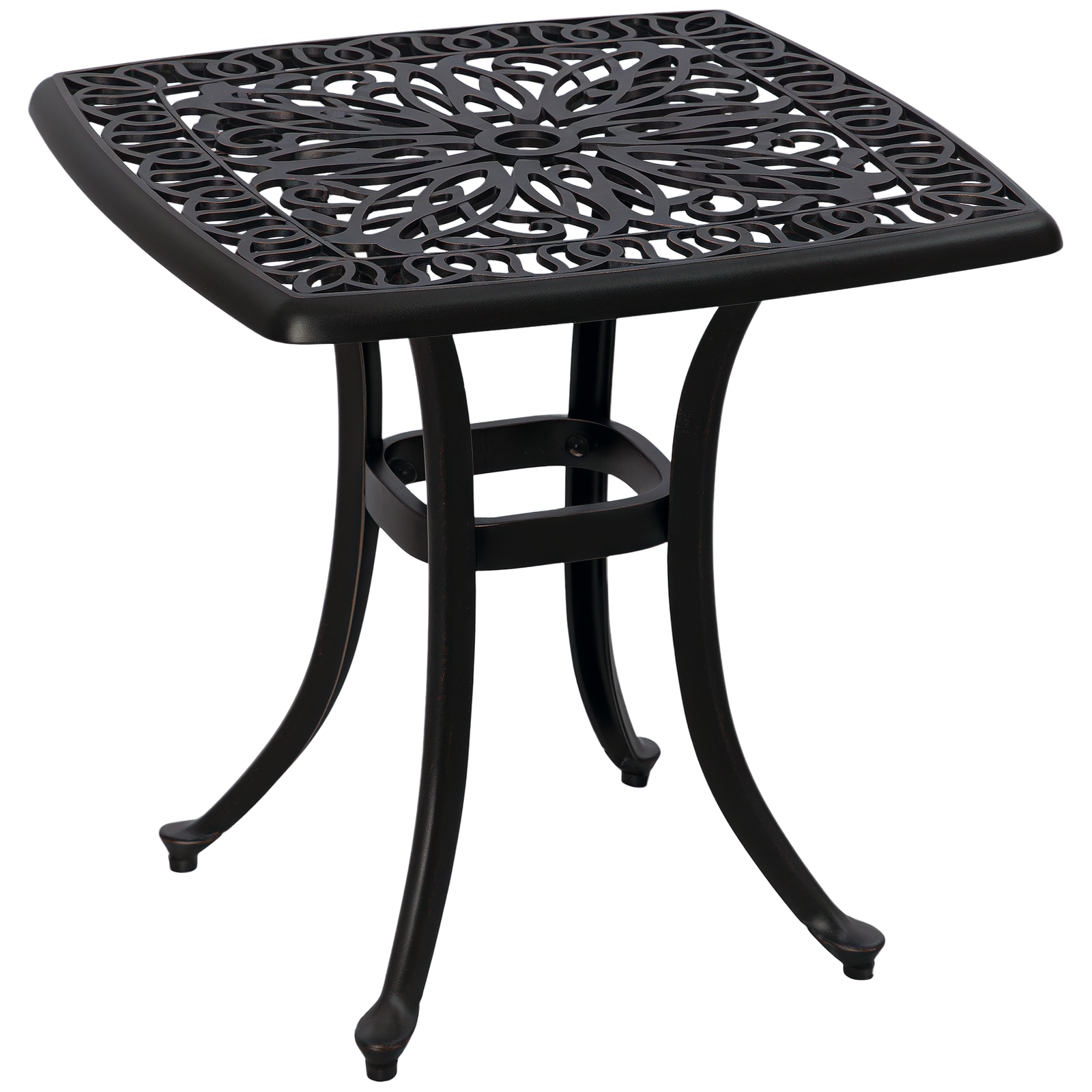 Outsunny Cast Aluminium Bistro Table with Umbrella Hole, Bronze Tone