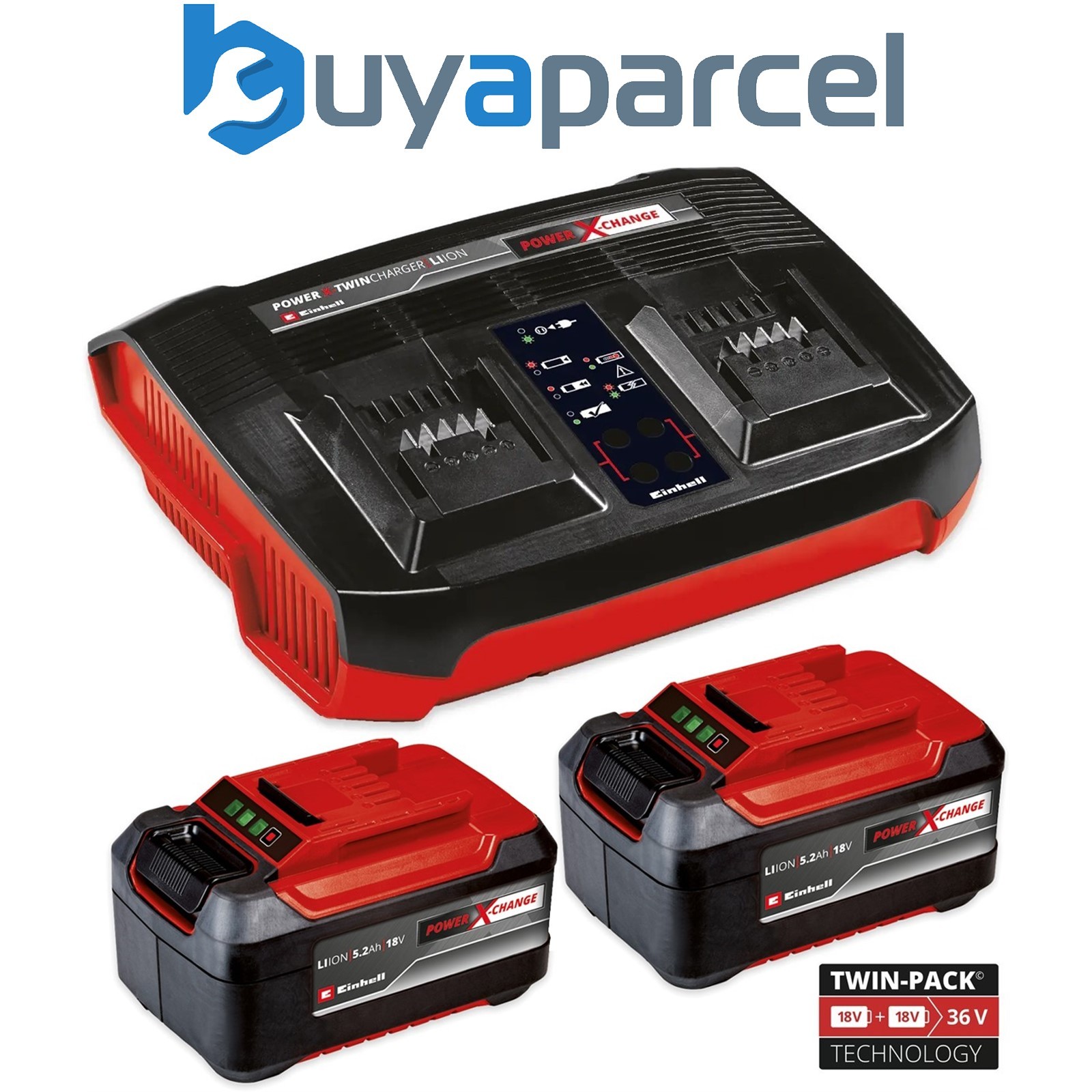 Einhell 18v Power X-Change Starter Kit 2x 5.2Ah Battery + Dual Port Twin Charger