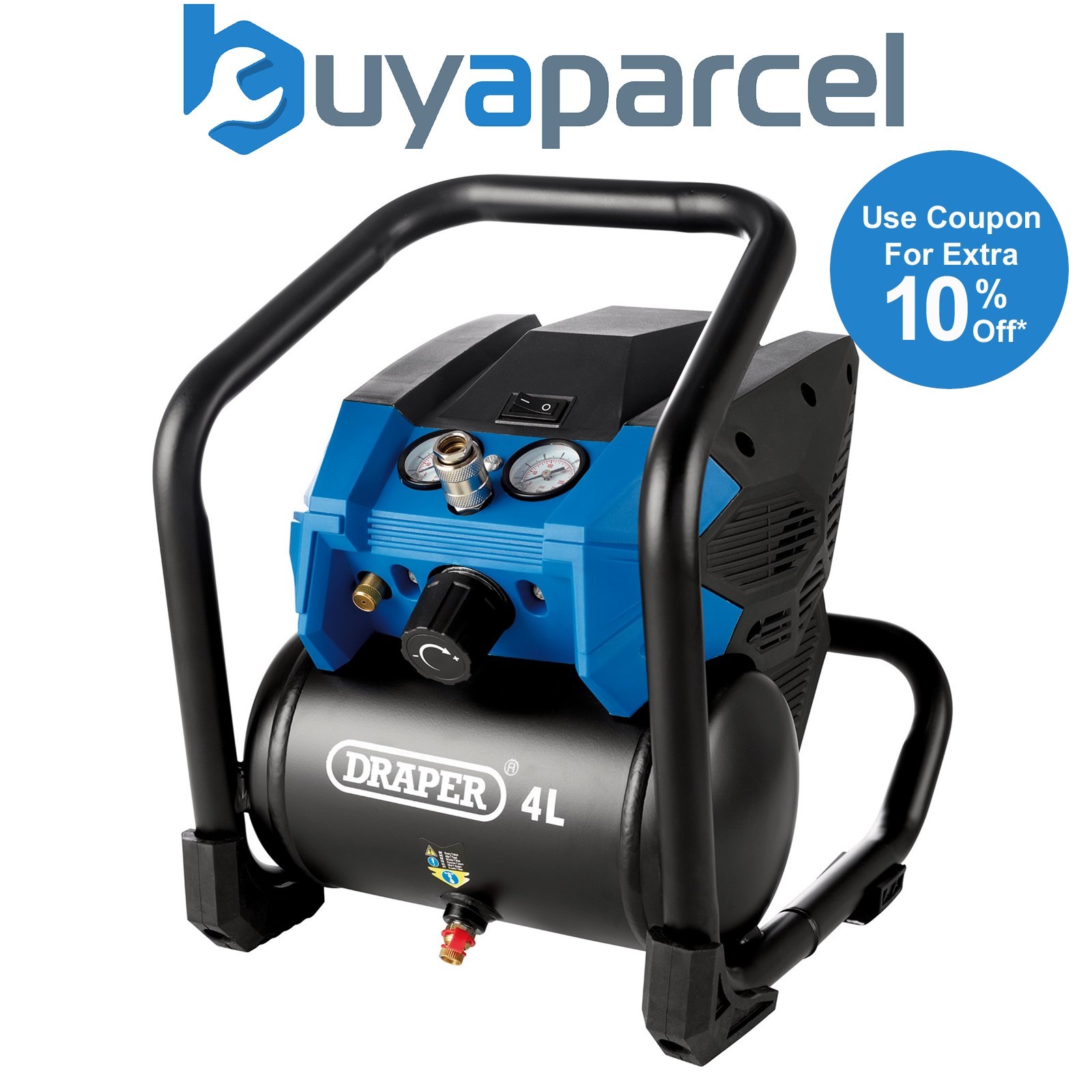 Draper 08093 D20 20V Compressor, 4L (Sold Bare)