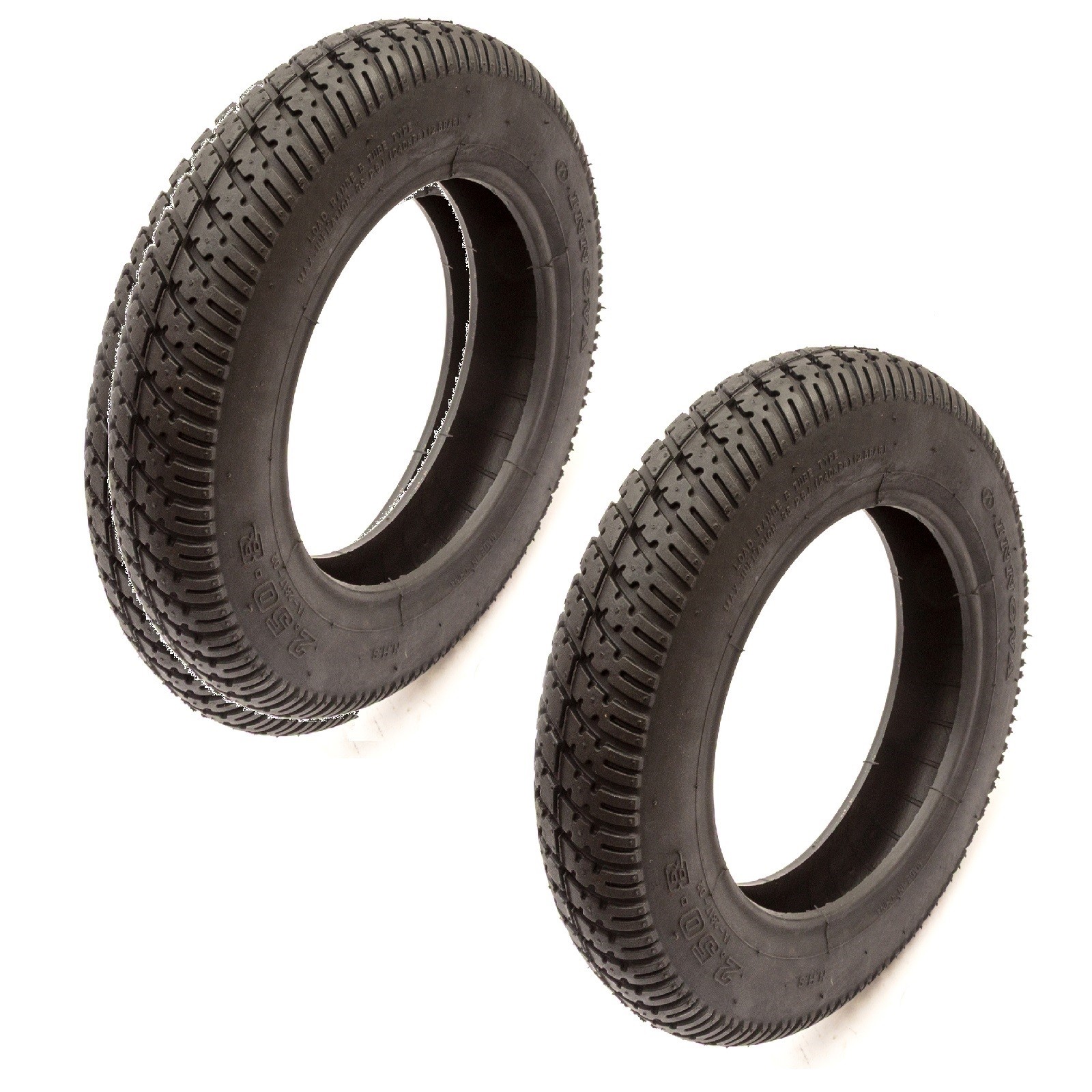 2 Pack Mobility Scooter 14'' Pneumatic Tyre 2.50-8 Black Block Tread 4 Ply