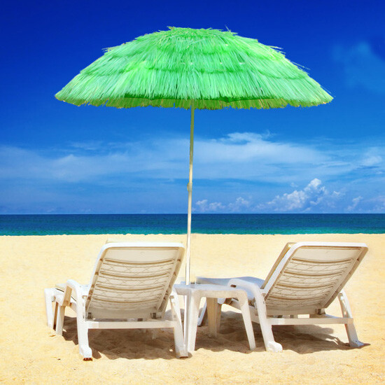 Patio Garden Beach Hawaiian Parasol Sunshade Sun Umbrella Tilting Greenbay Green