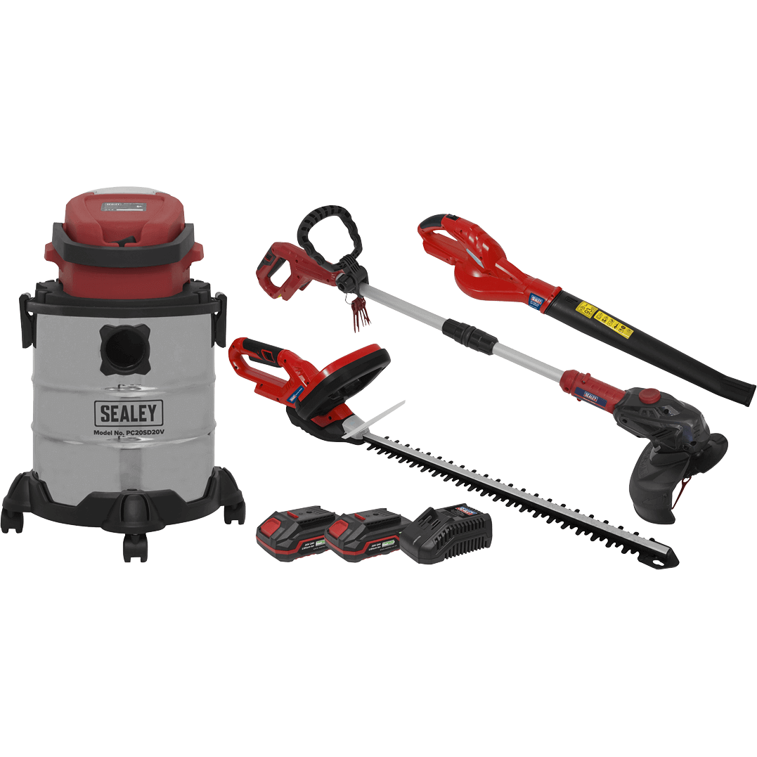 Sealey CP20V 20v Cordless 4 Piece Garden Power Tool Kit 1 x 2ah & 1 x 3ah Li-ion