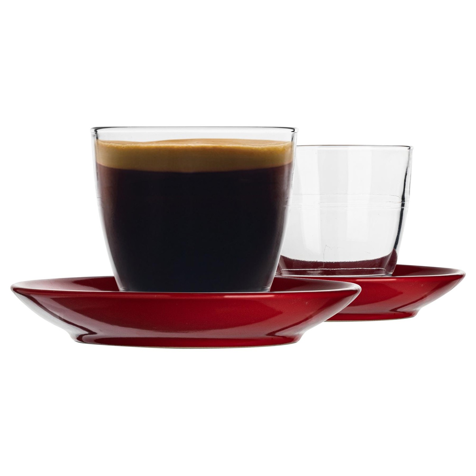 12 Piece Gigogne Mismatched Coffee Cup & Saucer Set Tumbler Mug Latte 220ml Red