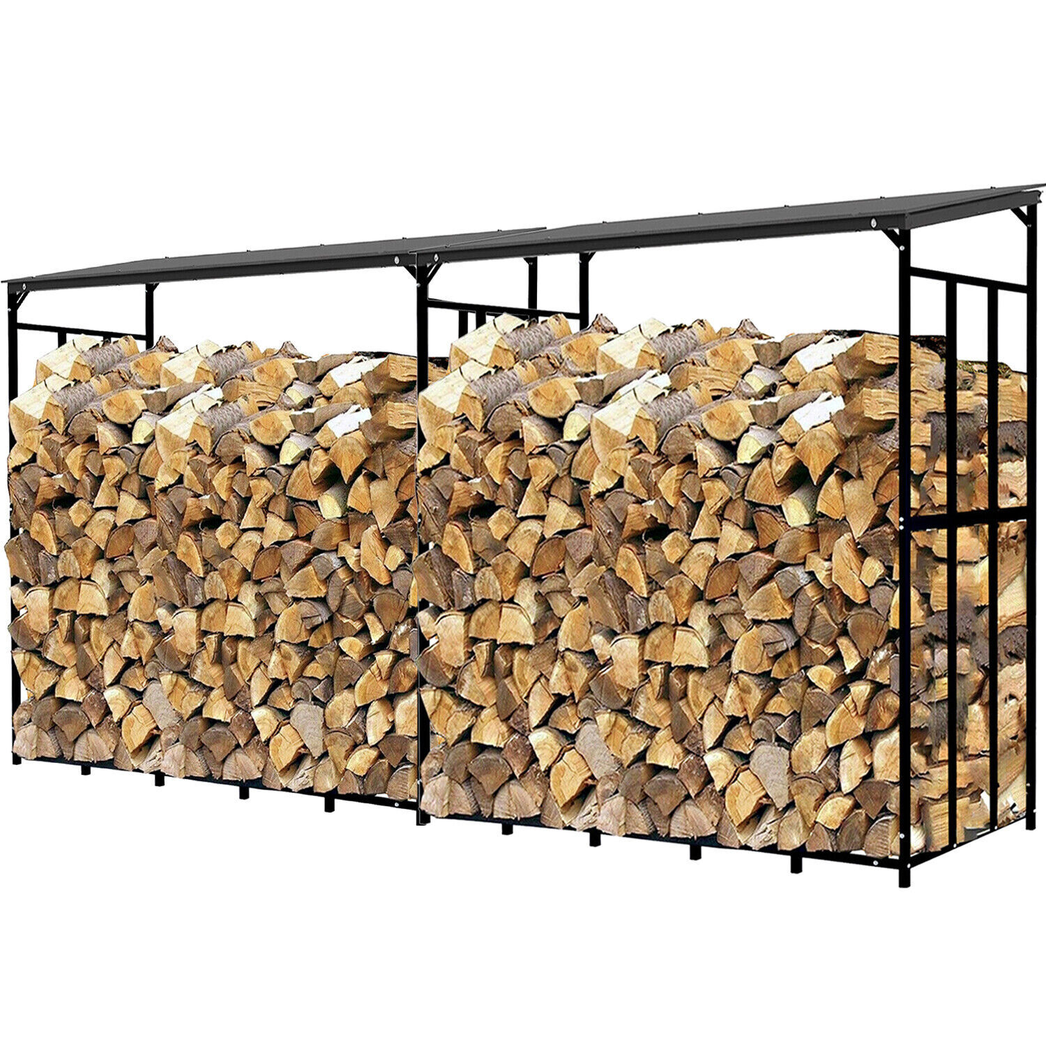 70" Outdoor Metal Log Store Stack Holder Wood Firewood Rack Garden Storage Shed