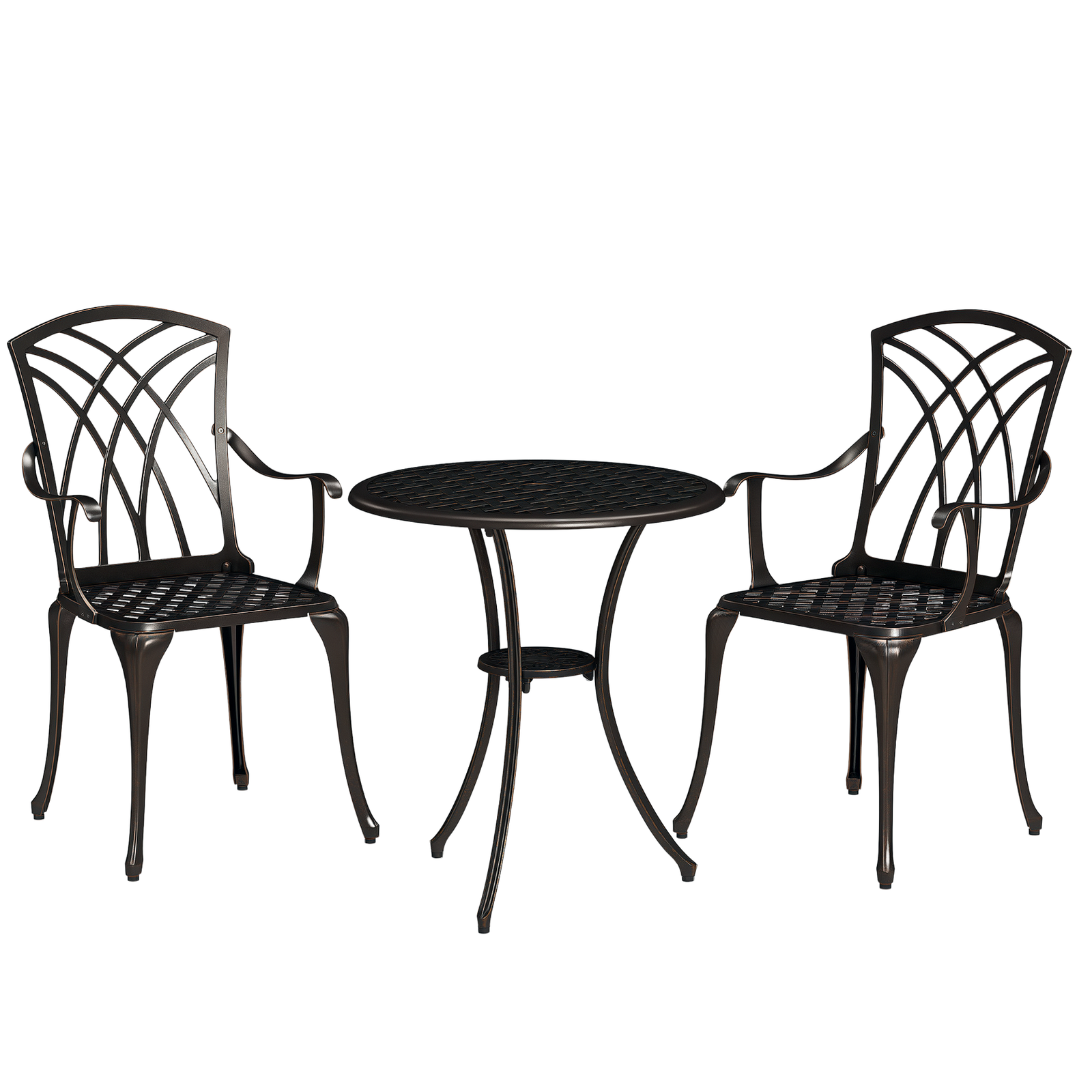 Outsunny 3 PCs Garden Bistro Set Outdoor Garden Furniture Set w/ Umbrella Hole