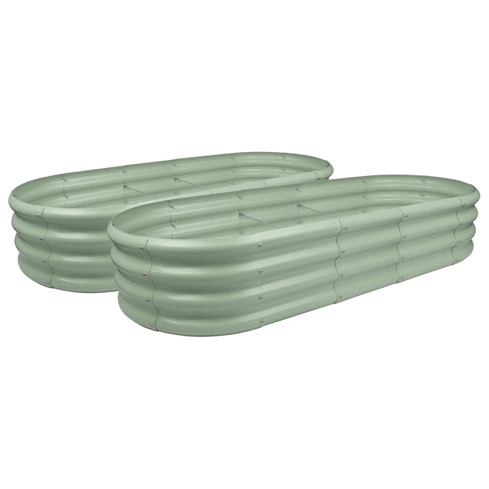 2x Green 180cm x 90cm Rounded Galvanised Steel Raised Garden Beds Planter Box