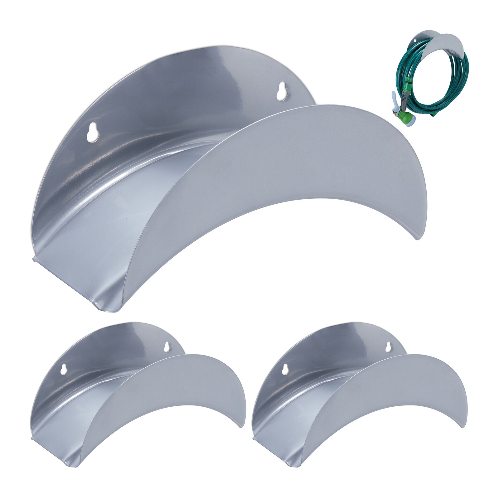 Holde pipe holder Garden Hose Organiser 3 Pieces Iron Material Grey Iron