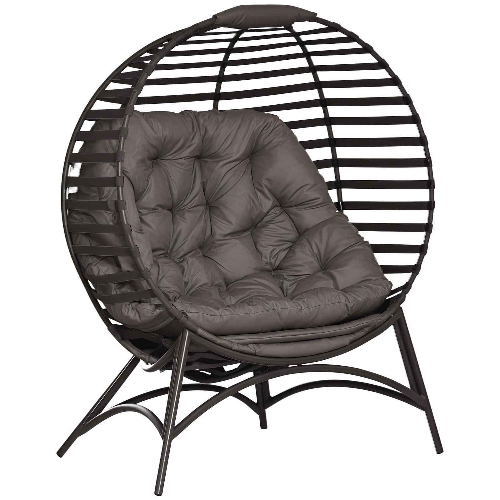 Outsunny Egg Chair w/ Cushion Steel Frame and Side Pocket, Brown