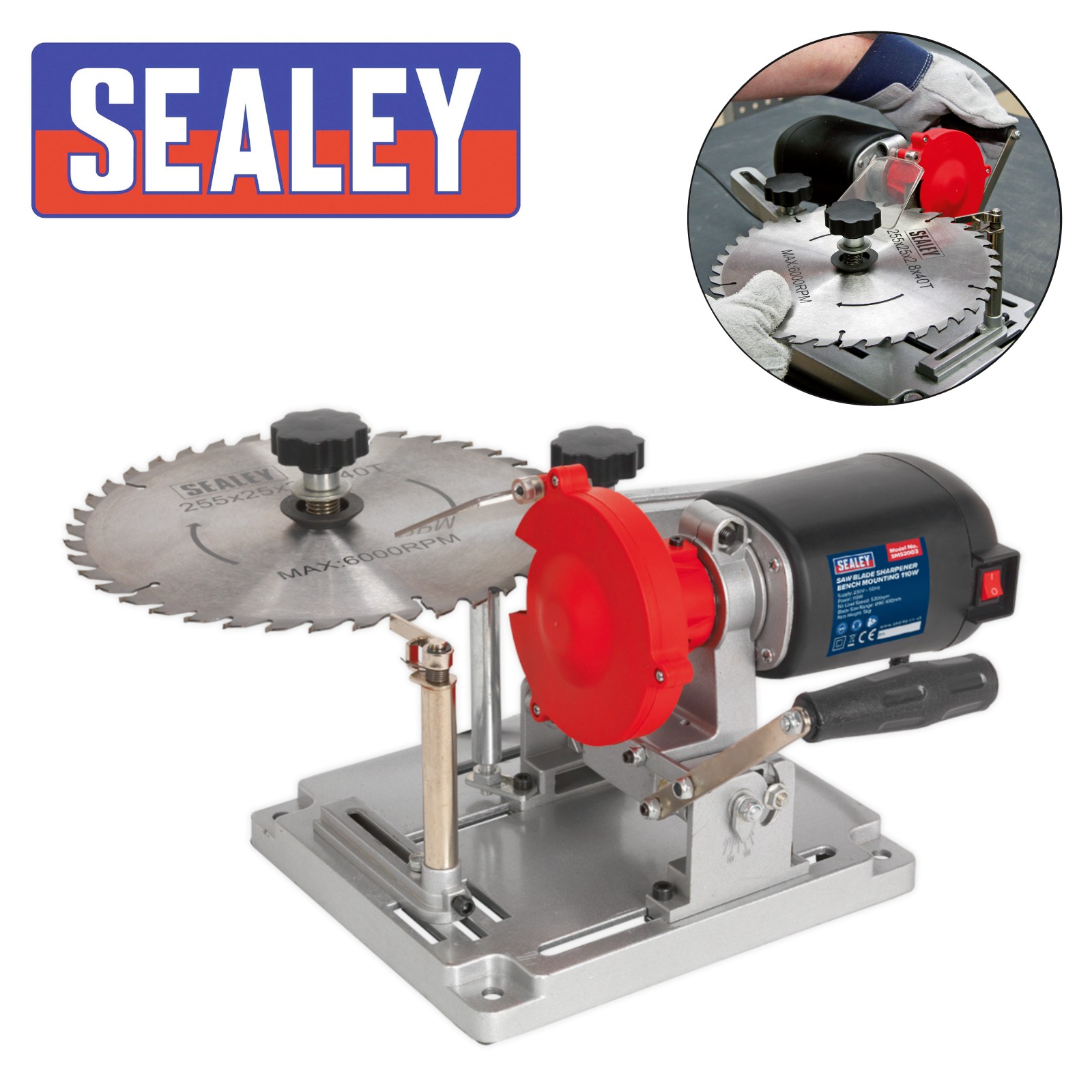 NEW Sealey SMS2003 Bench Mount 90mm-400mm TCT Saw Blade Sharpener / Grinder 240v