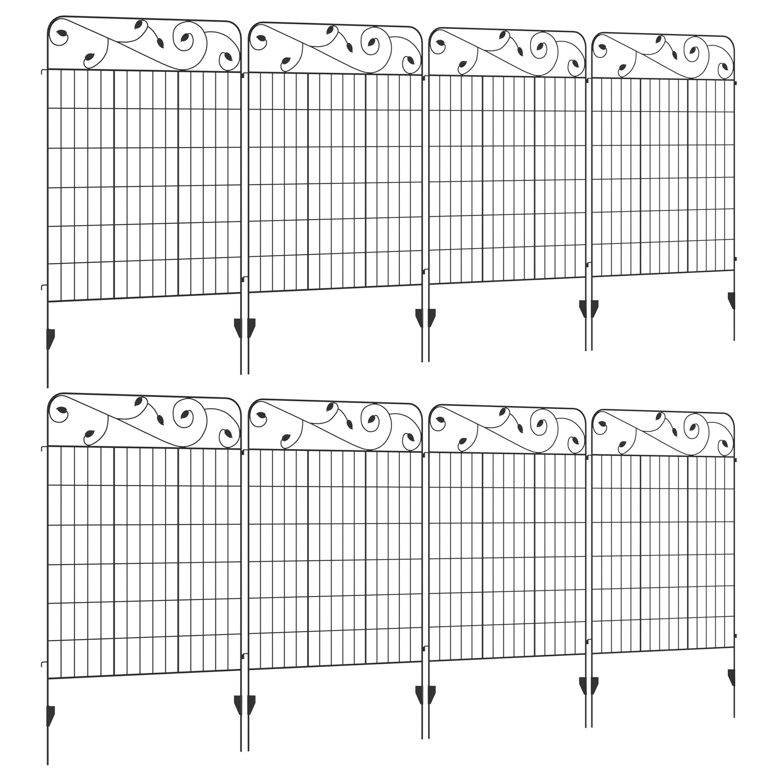 Outsunny Decorative Garden Fencing 8PCs 43in x 23ft Metal Border Edging