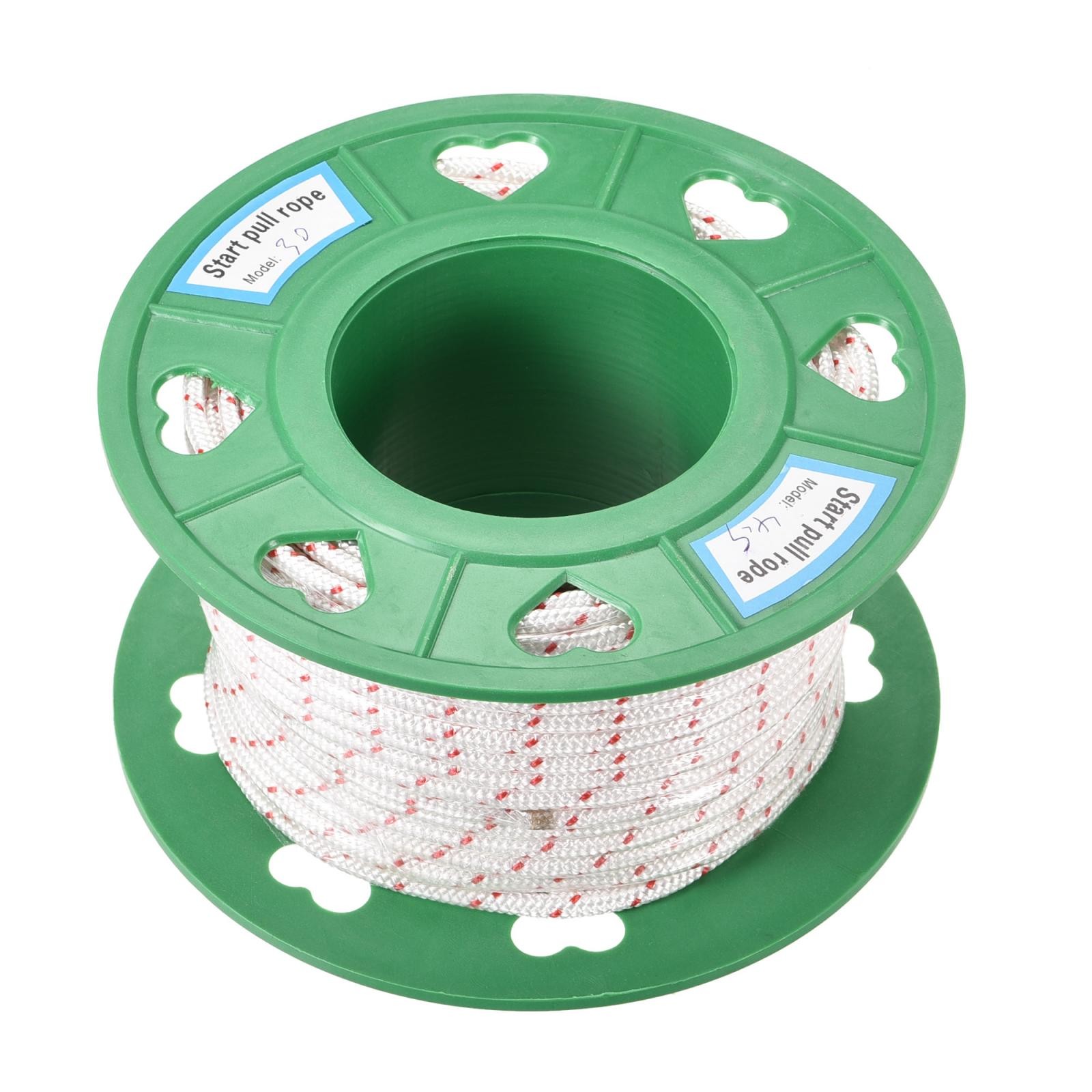 Recoil start Rope 4.5mm 3/16 Inch Dia 30m 98ft Polyester Pull Cord White Red