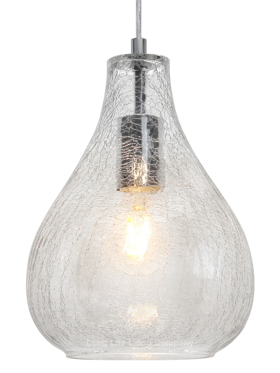 Modern Clear Glass Tear Drop Ceiling Pendant Lamp Shade Crackle Effect H3066