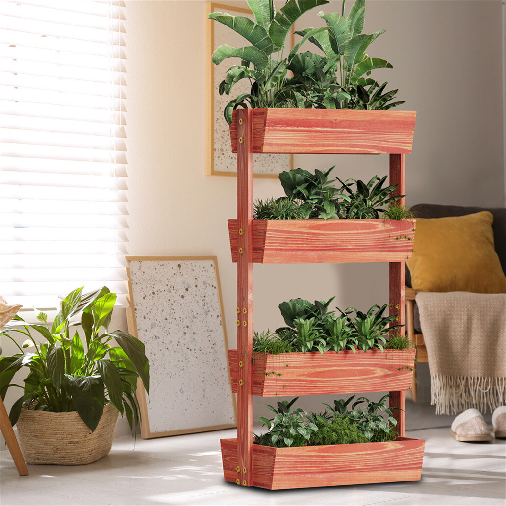 Wood Planting Flower Elevated Raised Bed Stand Vegetable Herb Holder Display Box