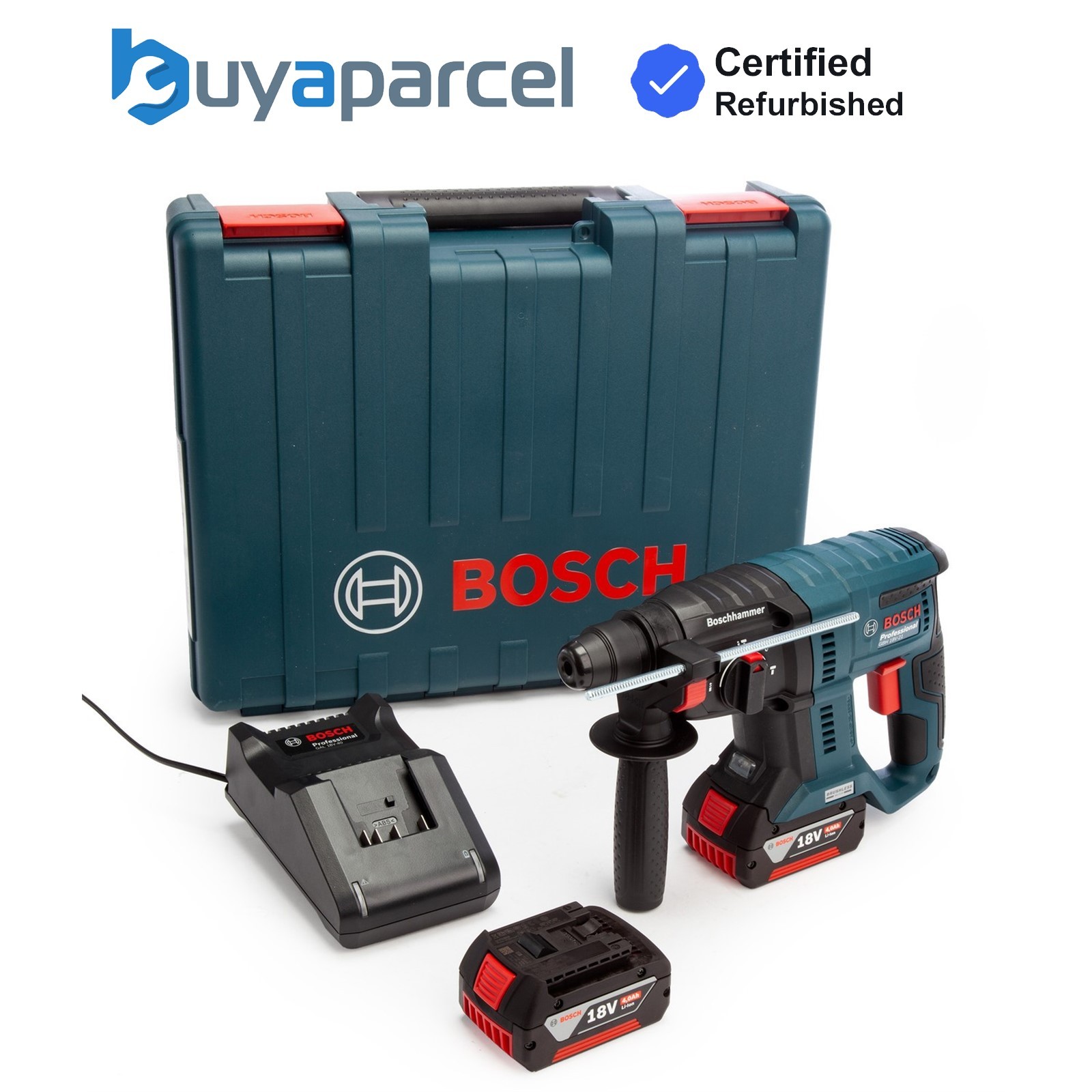 Bosch GBH 18V-21 SDS+ SDS Plus Brushless Cordless Rotary Hammer 2 x 4ah Battery
