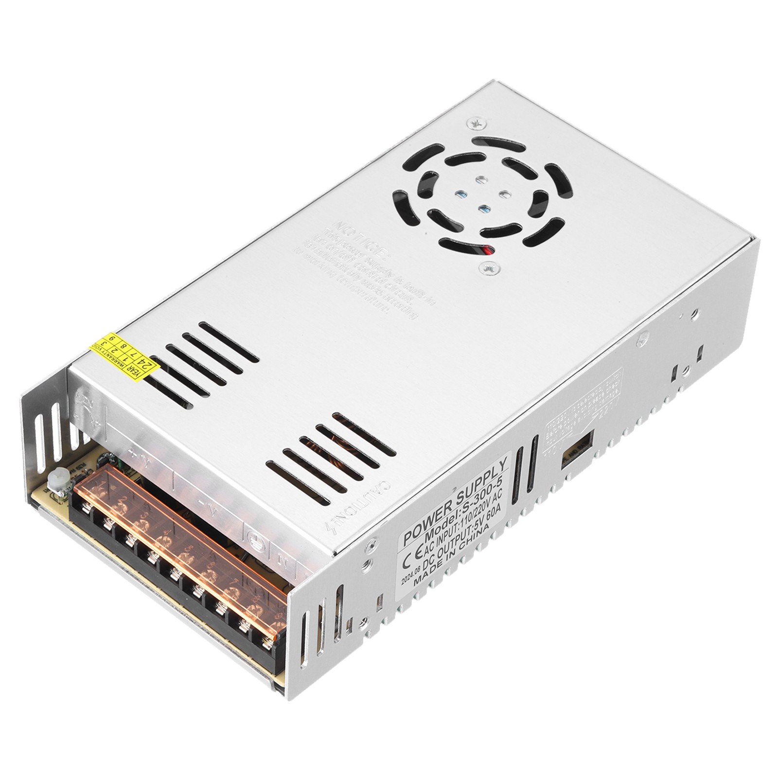 DC 5V 60A 300W Power Supply Adapter Transformer Switch, AC 110V-220V