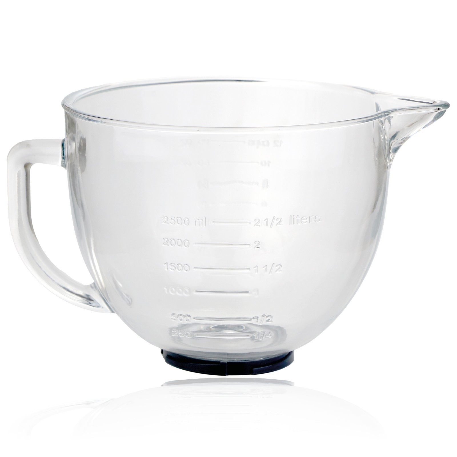 4.7L Glass Mixing bowl Jug for KitchenAid Stand Mixers K40 5KSM5GB Spout 5qt