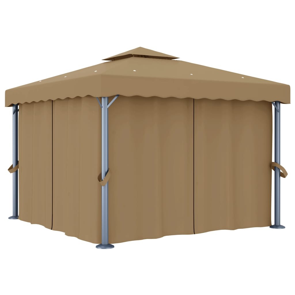 Gazebo with Curtain 3x3 m Taupe Aluminium Garden Marquee Canopy Tent vidaXL