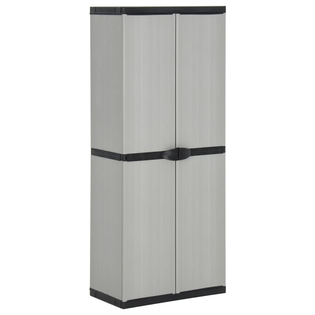 Garden Storage Cabinet with 3 Shelves Grey & Black Utility Rack vidaXL