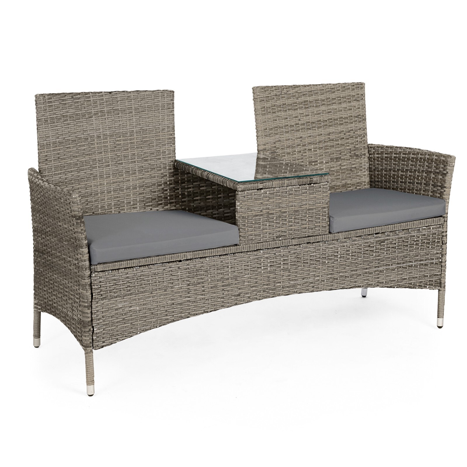 Rattan Effect Loveseat for Garden, 2 Seater Jack & Jill Seat, VonHaus